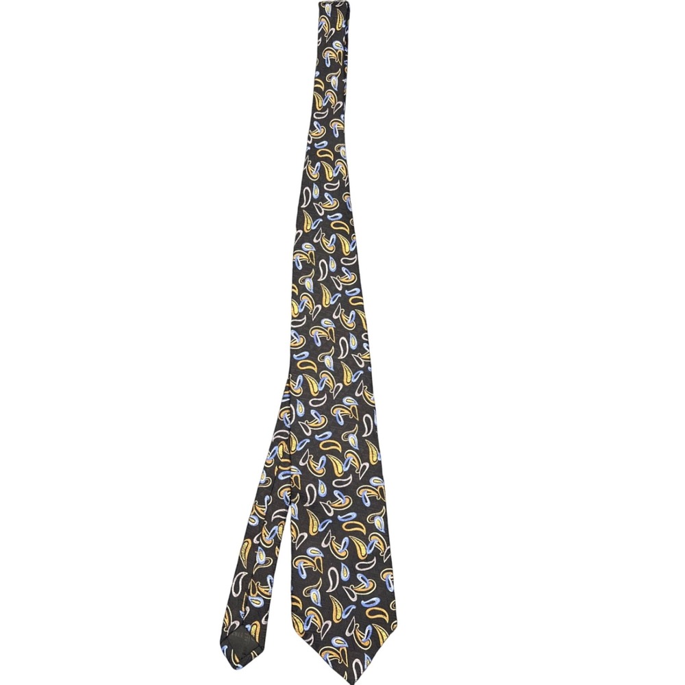 Ferrell Reed Tie Mens OS Black Gold Blue Paisley Silk W.O. Gamble Hand Made USA